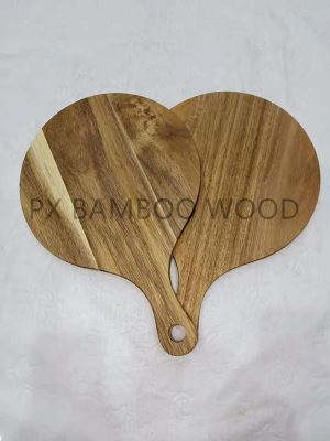 Tabla de cortar de madera de acacia redonda al por mayor con mango al mejor precio